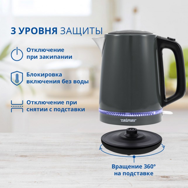 Чайник ZELMER ZCK7921G Grey