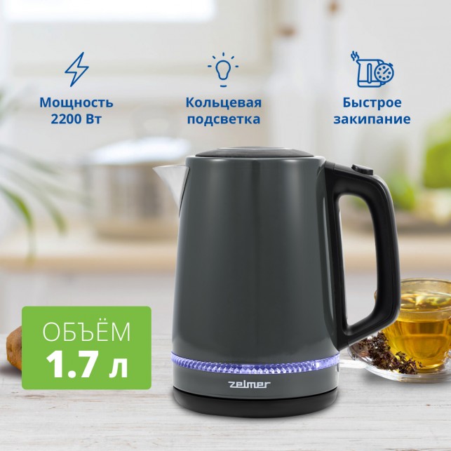 Чайник ZELMER ZCK7921G Grey